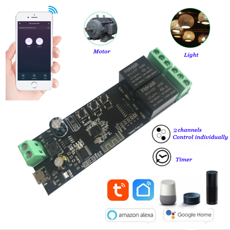 Smart Home Automation Diy - 2CH Tuya Wifi Smart Control Board